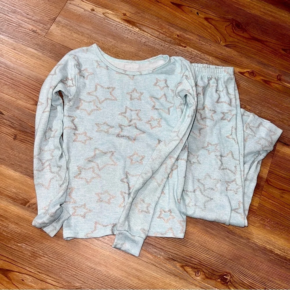 Danskin little girls pajama set size 6, mint green color
